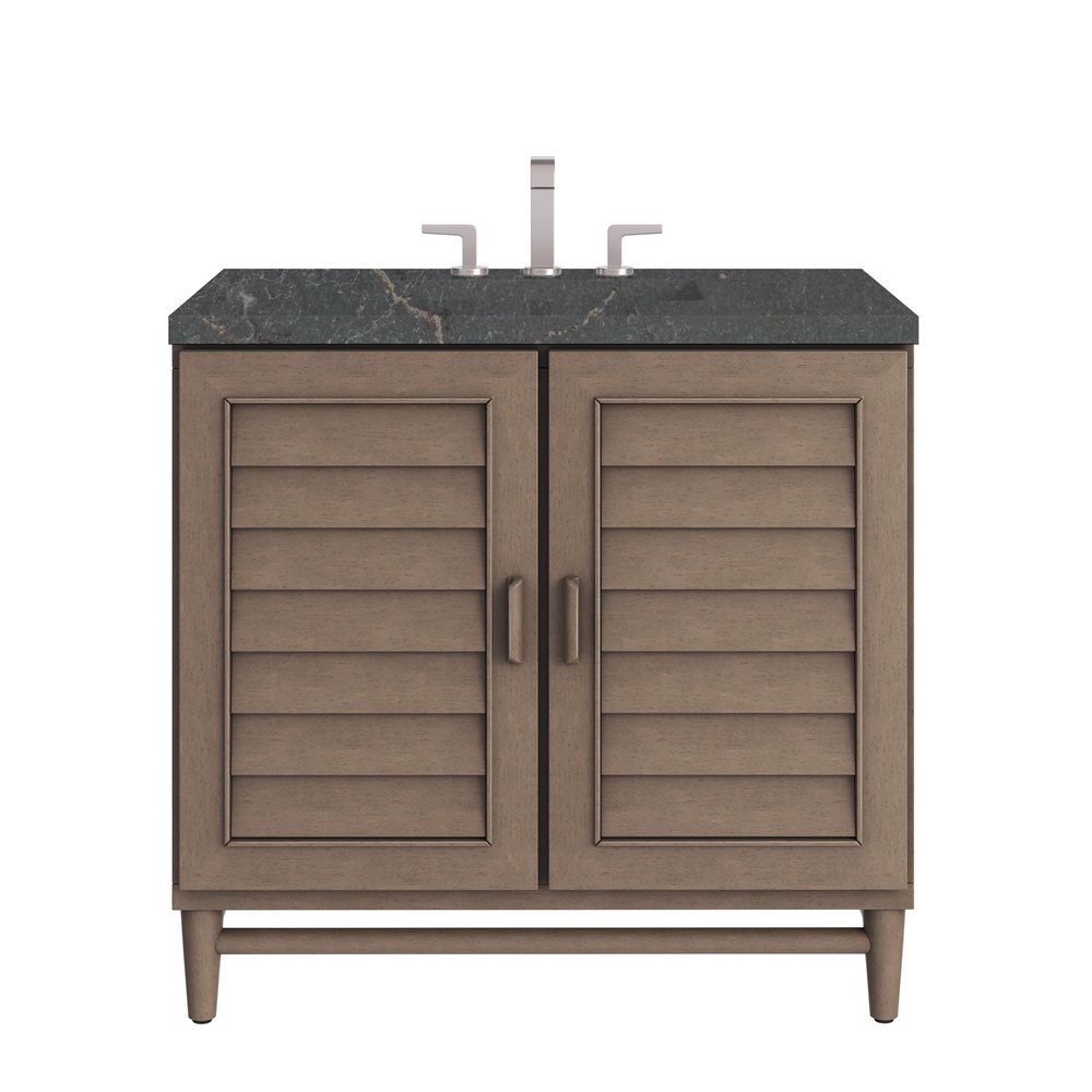 James Martin - Portland 36" Single Vanity Whitewashed Walnut w/ 3 CM Parisien Bleu Silestone Top - 620-V36-WW-3PBL view 1