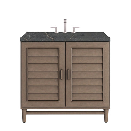 James Martin - Portland 36" Single Vanity Whitewashed Walnut w/ 3 CM Parisien Bleu Silestone Top - 620-V36-WW-3PBL view 1
