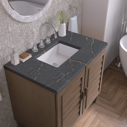 James Martin - Portland 36" Single Vanity Whitewashed Walnut w/ 3 CM Parisien Bleu Silestone Top - 620-V36-WW-3PBL view 7
