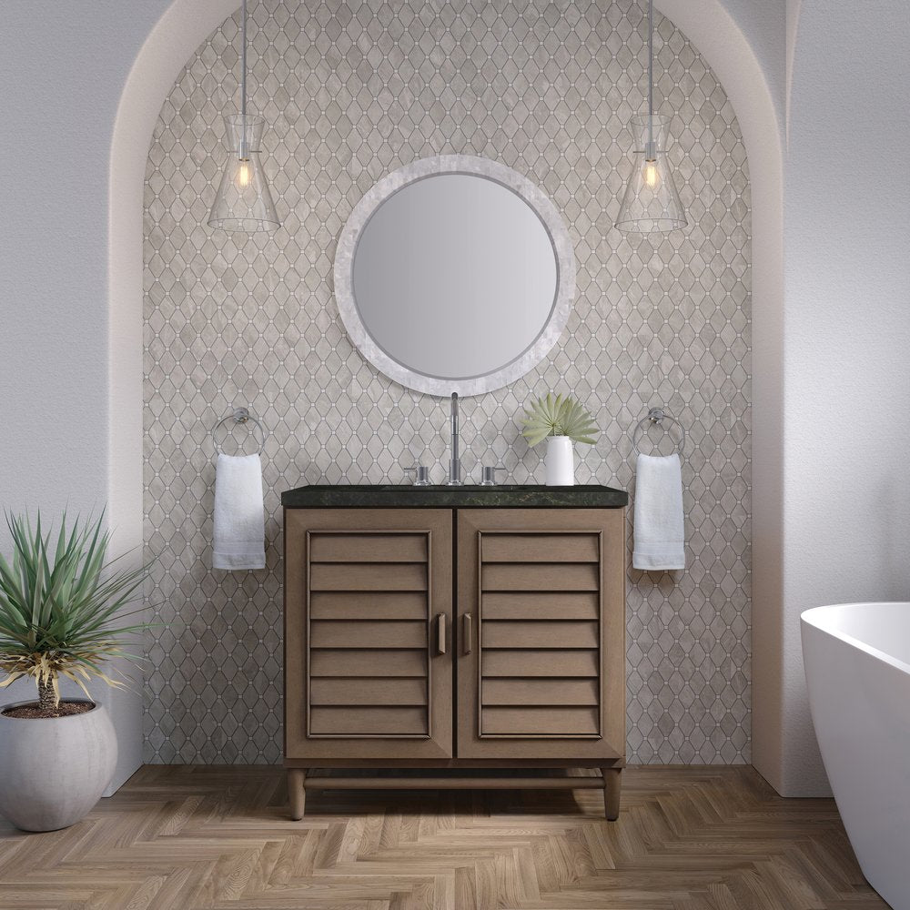 James Martin - Portland 36" Single Vanity, Whitewashed Walnut, w/ 3 CM Phantome Eclos Top - 620-V36-WW-3PHT view 3