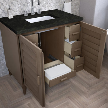 James Martin - Portland 36" Single Vanity, Whitewashed Walnut, w/ 3 CM Phantome Eclos Top - 620-V36-WW-3PHT view 5