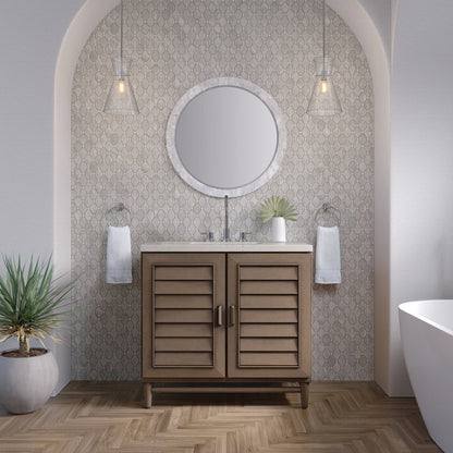 James Martin - Portland 36" Single Vanity, Whitewashed Walnut, w/ 3 CM Siberian Silestone Top - 620-V36-WW-3SFR view 3