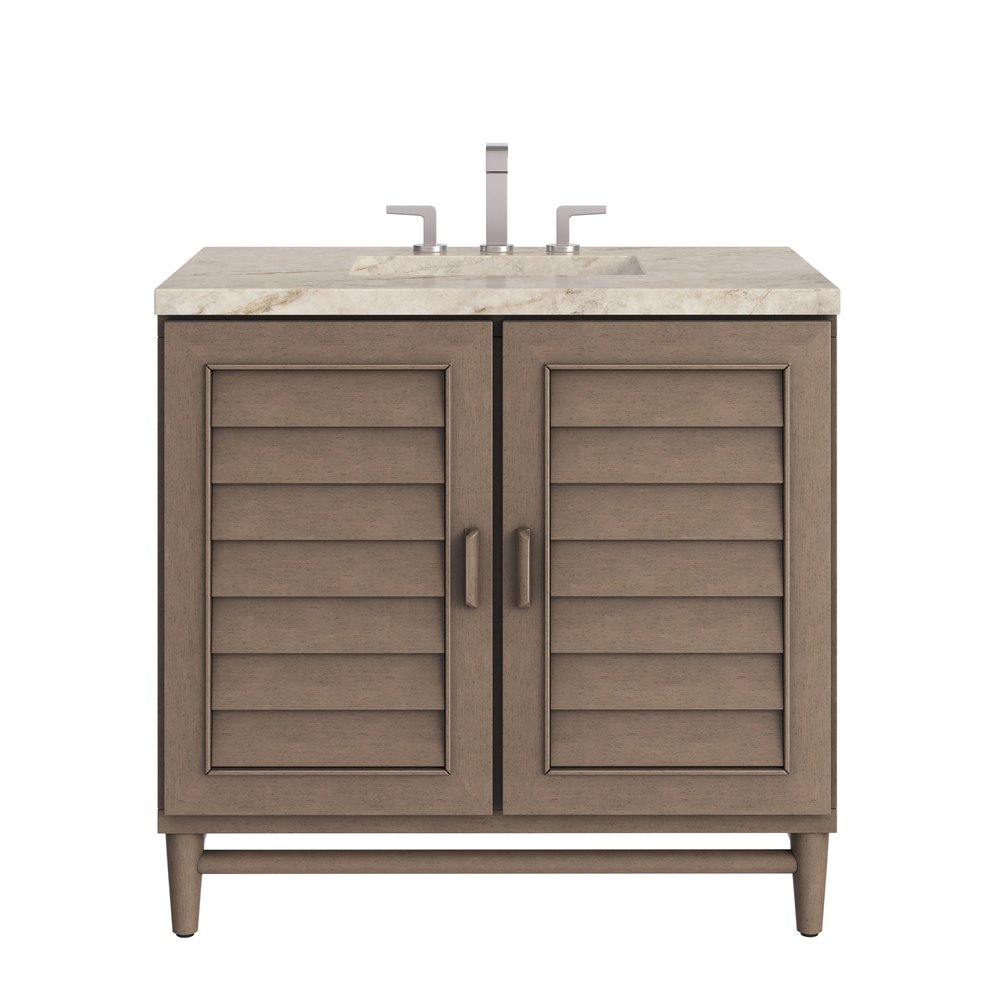 James Martin - Portland 36" Single Vanity, Whitewashed Walnut, w/ 3 CM Tajnar Eclos Top - 620-V36-WW-3TJR view 1