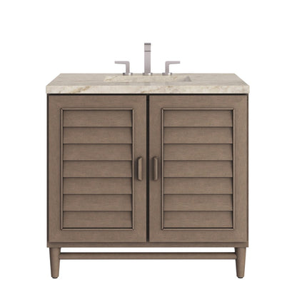 James Martin - Portland 36" Single Vanity, Whitewashed Walnut, w/ 3 CM Tajnar Eclos Top - 620-V36-WW-3TJR view 1