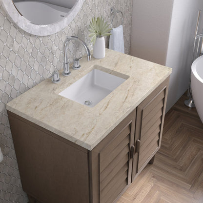James Martin - Portland 36" Single Vanity, Whitewashed Walnut, w/ 3 CM Tajnar Eclos Top - 620-V36-WW-3TJR view 8