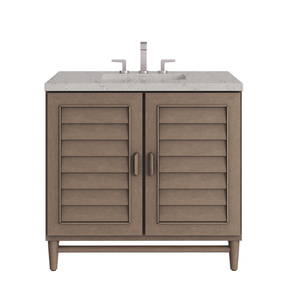 James Martin - Portland 36" Single Vanity Whitewashed Walnut w/ 3 CM Victorian Silver Silestone Top - 620-V36-WW-3VSL view 1
