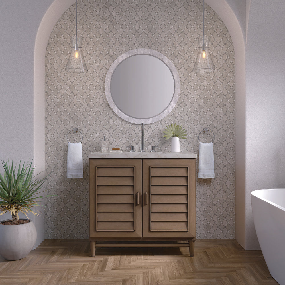 James Martin - Portland 36" Single Vanity Whitewashed Walnut w/ 3 CM Victorian Silver Silestone Top - 620-V36-WW-3VSL view 3