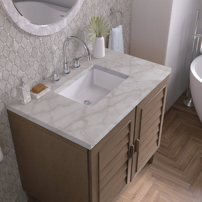 James Martin - Portland 36" Single Vanity Whitewashed Walnut w/ 3 CM Victorian Silver Silestone Top - 620-V36-WW-3VSL view 7