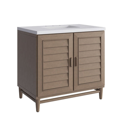 James Martin - Portland 36" Single Vanity Whitewashed Walnut w/ 3 CM White Zeus Silestone Top - 620-V36-WW-3WZ view 11