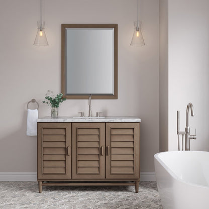 James Martin - Portland 48" Single Vanity Whitewashed Walnut w/ 3 CM Carrara Marble Top - 620-V48-WW-3CAR view 3