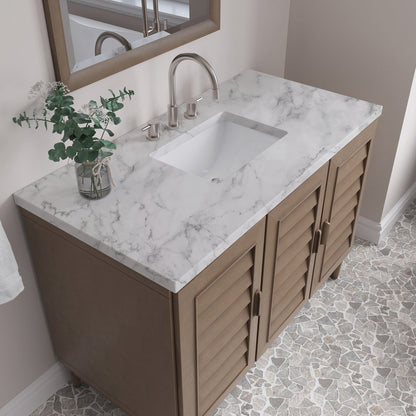 James Martin - Portland 48" Single Vanity Whitewashed Walnut w/ 3 CM Carrara Marble Top - 620-V48-WW-3CAR view 9