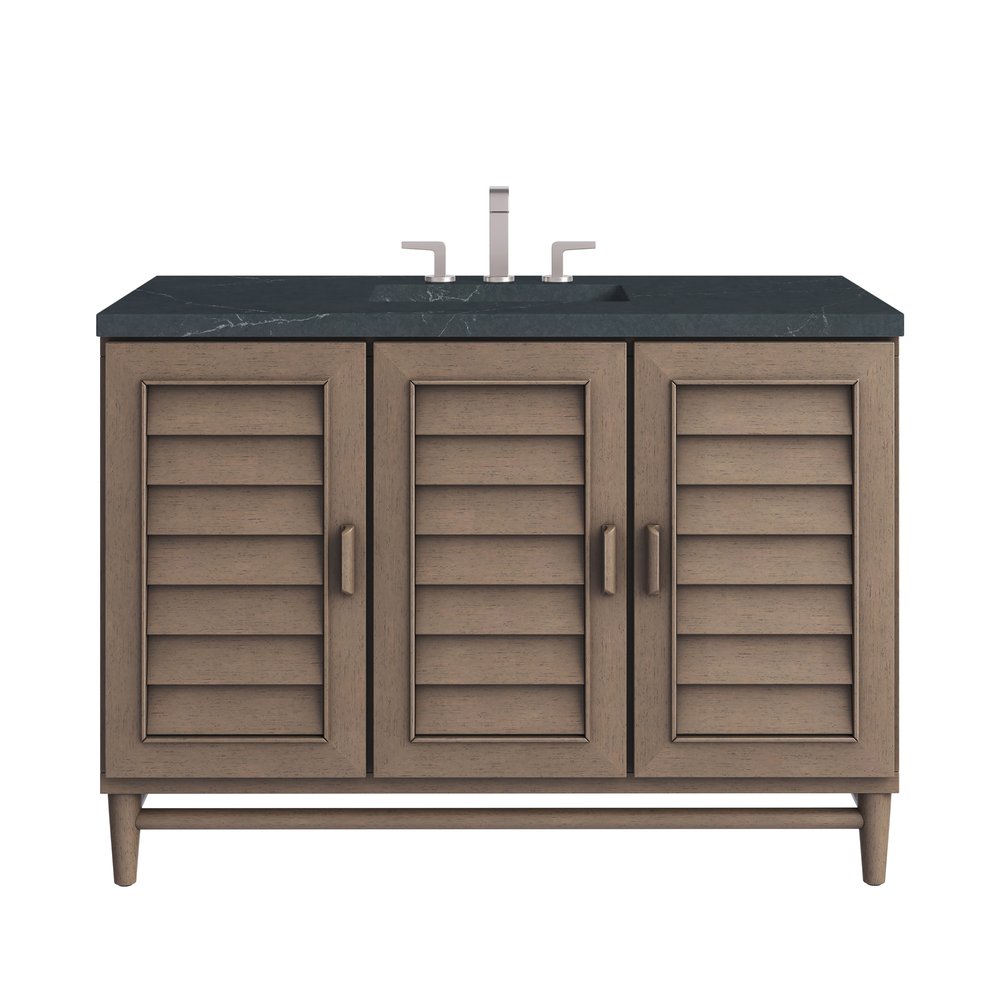 James Martin - Portland 48" Single Vanity Whitewashed Walnut w/ 3 CM Charcoal Soapstone Silestone Top - 620-V48-WW-3CSP view 1