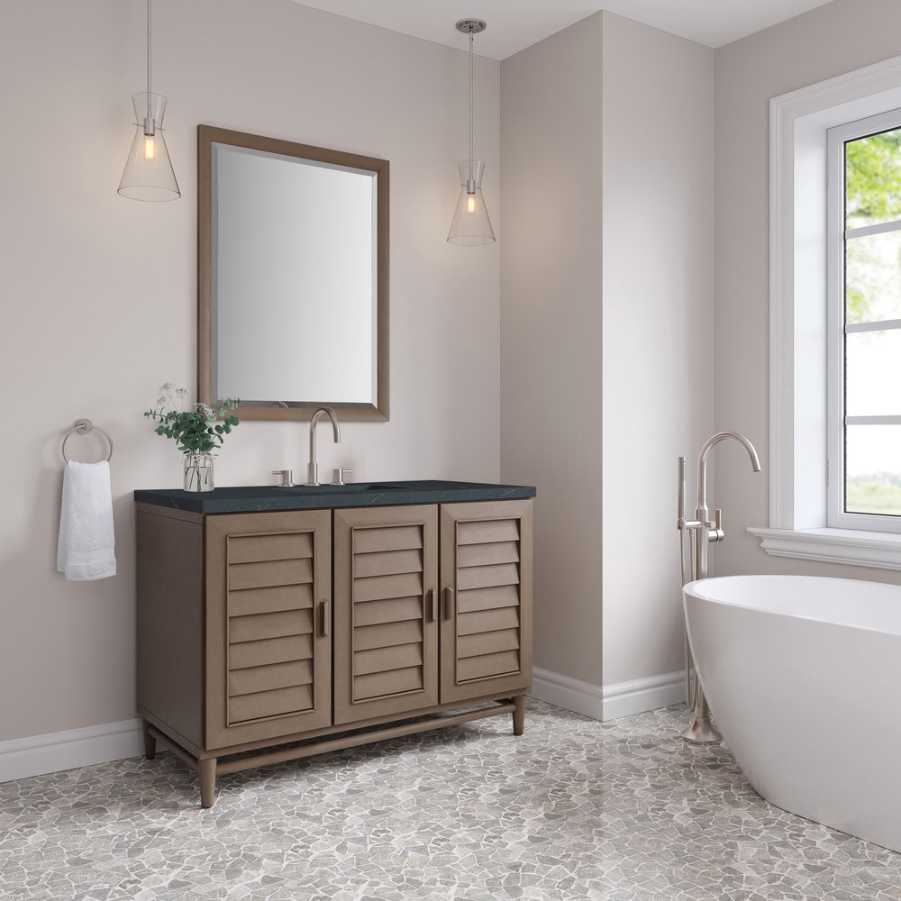 James Martin - Portland 48" Single Vanity Whitewashed Walnut w/ 3 CM Charcoal Soapstone Silestone Top - 620-V48-WW-3CSP view 4