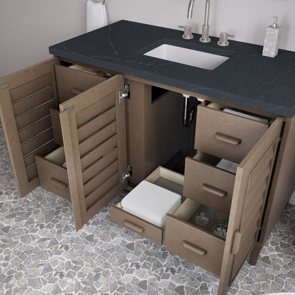 James Martin - Portland 48" Single Vanity Whitewashed Walnut w/ 3 CM Charcoal Soapstone Silestone Top - 620-V48-WW-3CSP view 5