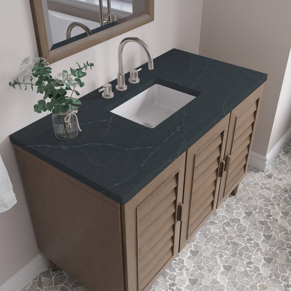 James Martin - Portland 48" Single Vanity Whitewashed Walnut w/ 3 CM Charcoal Soapstone Silestone Top - 620-V48-WW-3CSP view 9
