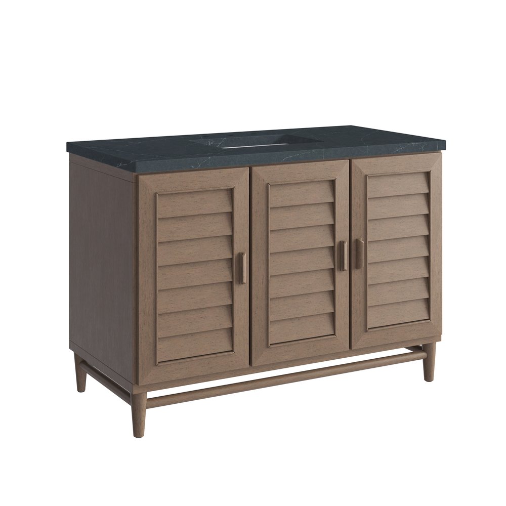 James Martin - Portland 48" Single Vanity Whitewashed Walnut w/ 3 CM Charcoal Soapstone Silestone Top - 620-V48-WW-3CSP view 12
