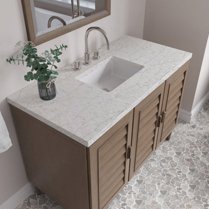 James Martin - Portland 48" Single Vanity Whitewashed Walnut w/ 3 CM Eternal Jasmine Pearl Silestone Top - 620-V48-WW-3EJP view 9