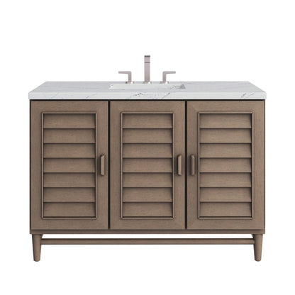 James Martin - Portland 48" Single Vanity Whitewashed Walnut w/ 3 CM Ethereal Noctis Silestone Top - 620-V48-WW-3ENC view 1
