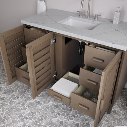 James Martin - Portland 48" Single Vanity Whitewashed Walnut w/ 3 CM Ethereal Noctis Silestone Top - 620-V48-WW-3ENC view 5