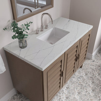 James Martin - Portland 48" Single Vanity Whitewashed Walnut w/ 3 CM Ethereal Noctis Silestone Top - 620-V48-WW-3ENC view 8