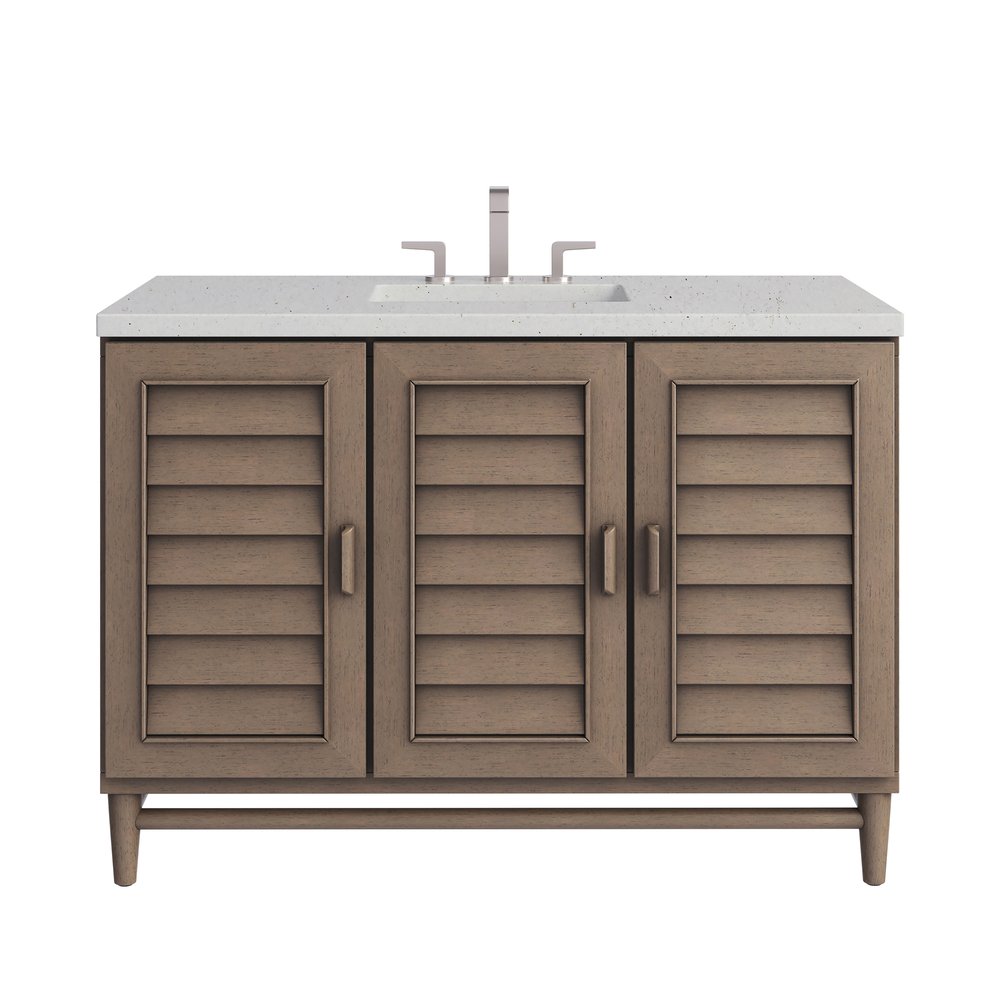 James Martin - Portland 48" Single Vanity Whitewashed Walnut w/ 3 CM Lime Delight Silestone Top - 620-V48-WW-3LDL view 1