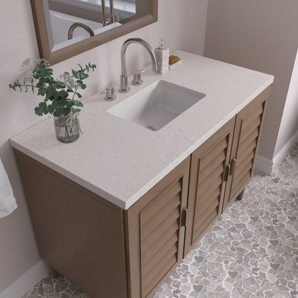 James Martin - Portland 48" Single Vanity Whitewashed Walnut w/ 3 CM Lime Delight Silestone Top - 620-V48-WW-3LDL view 7