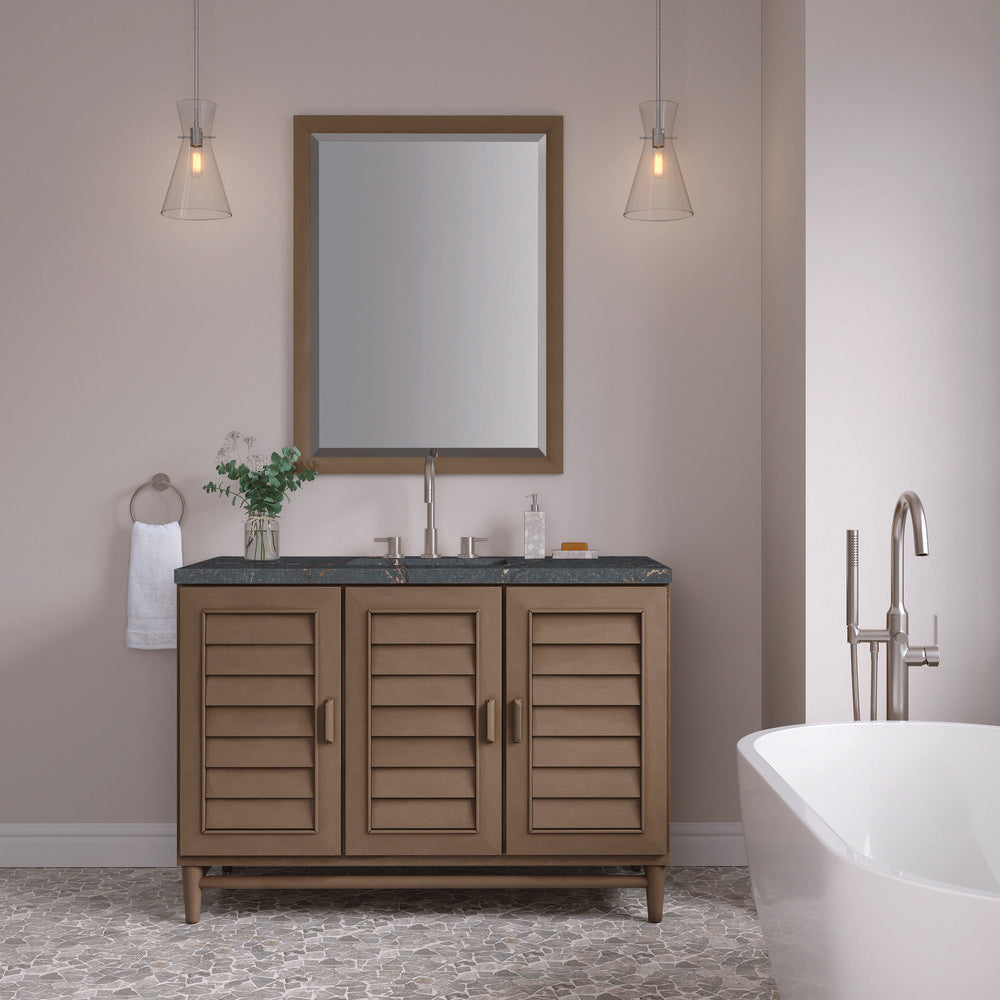 James Martin - Portland 48" Single Vanity Whitewashed Walnut w/ 3 CM Parisien Bleu Silestone Top - 620-V48-WW-3PBL view 3