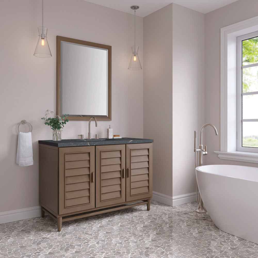 James Martin - Portland 48" Single Vanity Whitewashed Walnut w/ 3 CM Parisien Bleu Silestone Top - 620-V48-WW-3PBL view 4