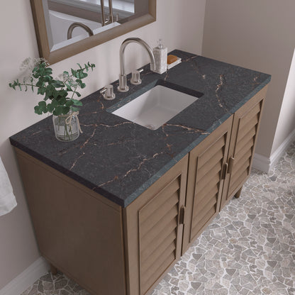 James Martin - Portland 48" Single Vanity Whitewashed Walnut w/ 3 CM Parisien Bleu Silestone Top - 620-V48-WW-3PBL view 7