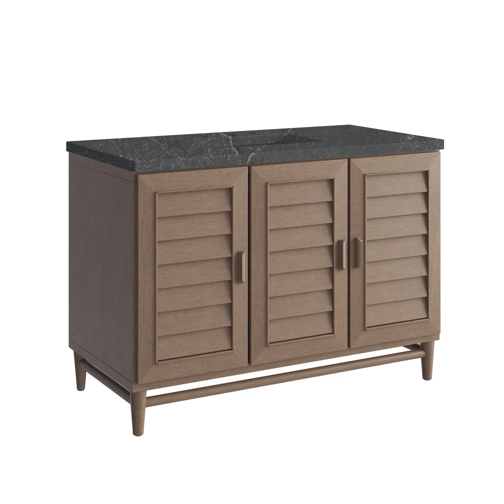 James Martin - Portland 48" Single Vanity Whitewashed Walnut w/ 3 CM Parisien Bleu Silestone Top - 620-V48-WW-3PBL view 10