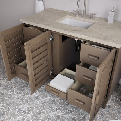 James Martin - Portland 48" Single Vanity, Whitewashed Walnut, w/ 3 CM Tajnar Eclos Top - 620-V48-WW-3TJR view 5