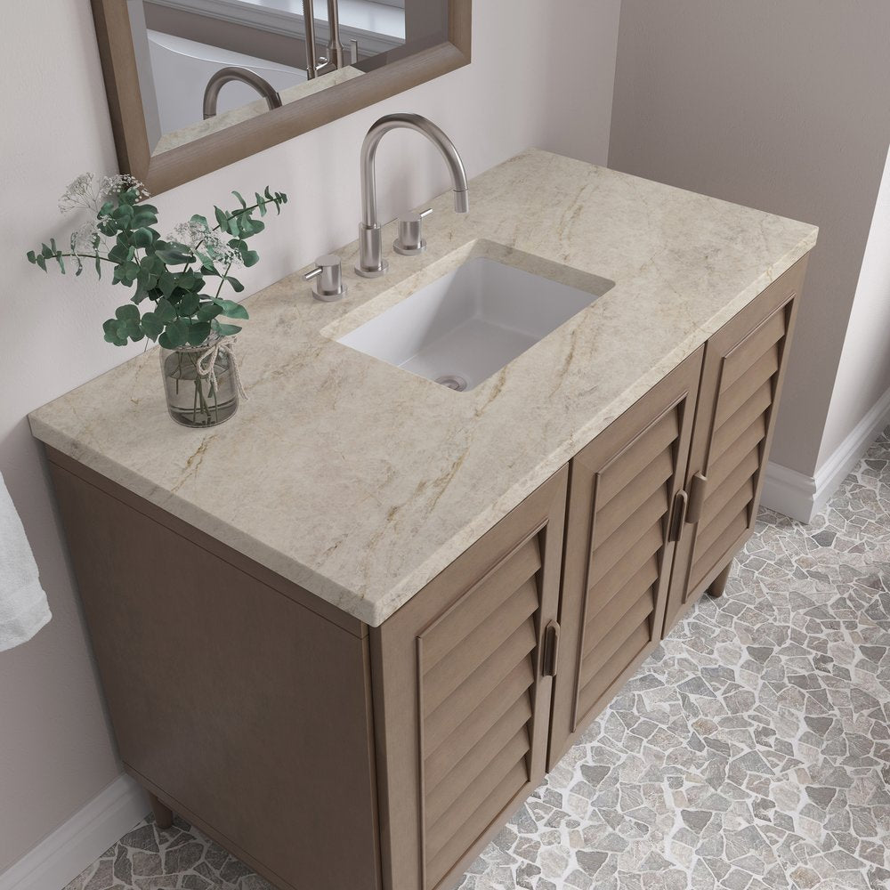 James Martin - Portland 48" Single Vanity, Whitewashed Walnut, w/ 3 CM Tajnar Eclos Top - 620-V48-WW-3TJR view 8