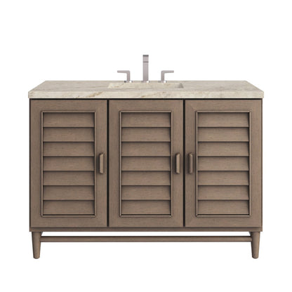 James Martin - Portland 48" Single Vanity, Whitewashed Walnut, w/ 3 CM Tajnar Eclos Top w/FreePower Wireless Charger - 620-V48-WW-FTJR view 1