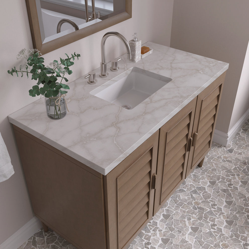 James Martin - Portland 48" Single Vanity Whitewashed Walnut w/ 3 CM Victorian Silver Silestone Top w/FreePower Wireless Charger - 620-V48-WW-FVSL view 9