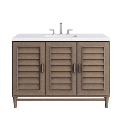 James Martin - Portland 48" Single Vanity Whitewashed Walnut w/ 3 CM White Zeus Silestone Top - 620-V48-WW-3WZ view 1