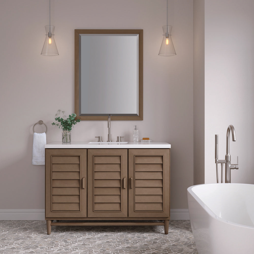 James Martin - Portland 48" Single Vanity Whitewashed Walnut w/ 3 CM White Zeus Silestone Top - 620-V48-WW-3WZ view 3