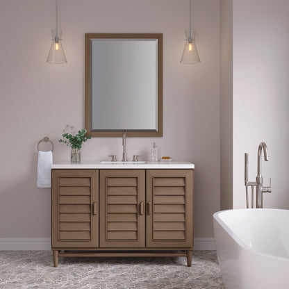 James Martin - Portland 48" Single Vanity Whitewashed Walnut w/ 3 CM White Zeus Silestone Top - 620-V48-WW-3WZ view 3