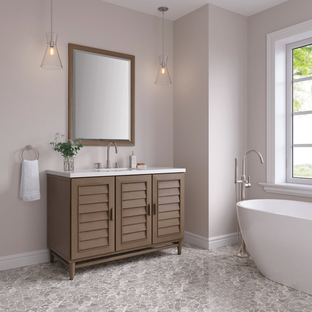 James Martin - Portland 48" Single Vanity Whitewashed Walnut w/ 3 CM White Zeus Silestone Top - 620-V48-WW-3WZ view 4