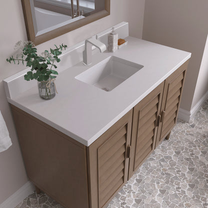 James Martin - Portland 48" Single Vanity Whitewashed Walnut w/ Single Hole 3 CM White Zeus Silestone Top & Backsplash - 620-V48-WW-1WZ view 7