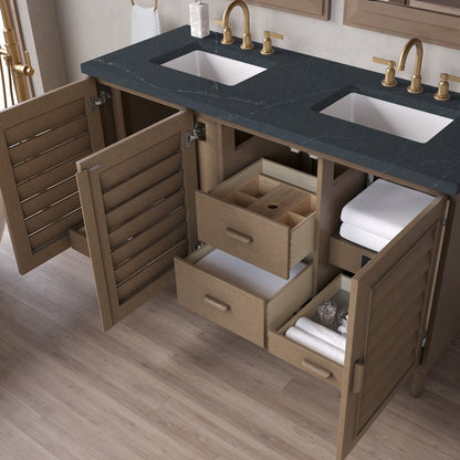 James Martin - Portland 60" Double Vanity Whitewashed Walnut w/ 3 CM Charcoal Soapstone Silestone Top - 620-V60D-WW-3CSP view 5