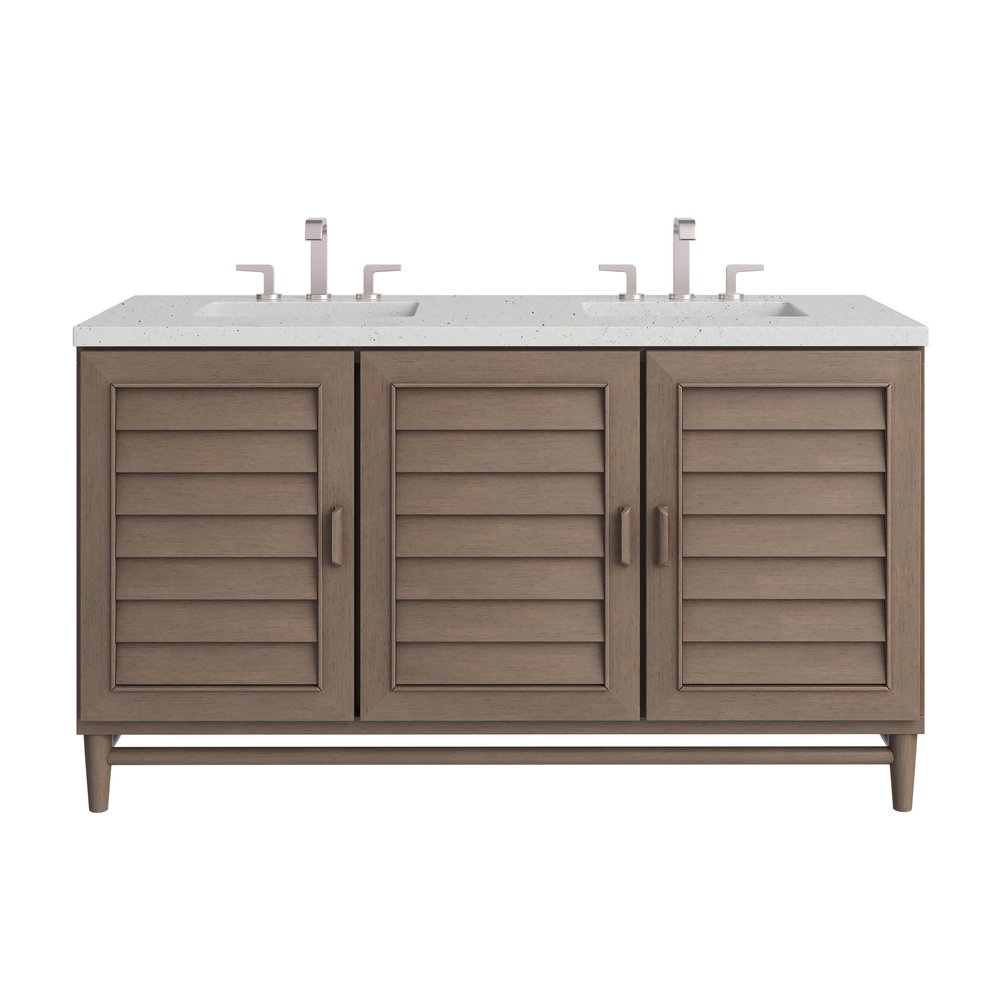 James Martin - Portland 60" Double Vanity Whitewashed Walnut w/ 3 CM Lime Delight Silestone Top - 620-V60D-WW-3LDL view 1