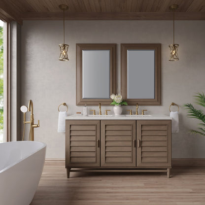 James Martin - Portland 60" Double Vanity Whitewashed Walnut w/ 3 CM Lime Delight Silestone Top - 620-V60D-WW-3LDL view 3