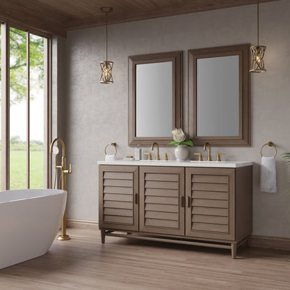 James Martin - Portland 60" Double Vanity Whitewashed Walnut w/ 3 CM Lime Delight Silestone Top - 620-V60D-WW-3LDL view 4