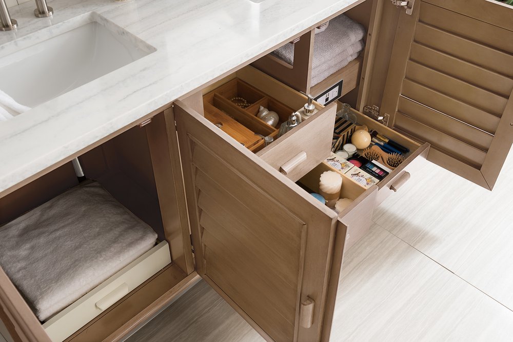 James Martin - Portland 60" Double Vanity Whitewashed Walnut w/ 3 CM Lime Delight Silestone Top - 620-V60D-WW-3LDL view 6