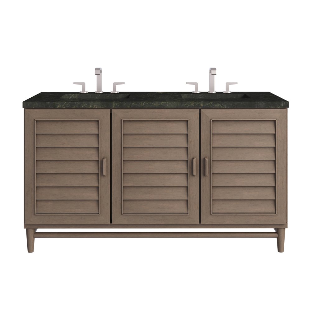 James Martin - Portland 60" Double Vanity, Whitewashed Walnut, w/ 3 CM Phantome Eclos Top - 620-V60D-WW-3PHT view 1