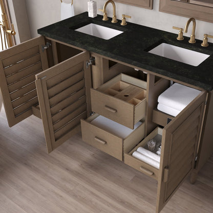 James Martin - Portland 60" Double Vanity, Whitewashed Walnut, w/ 3 CM Phantome Eclos Top - 620-V60D-WW-3PHT view 5