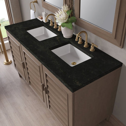 James Martin - Portland 60" Double Vanity, Whitewashed Walnut, w/ 3 CM Phantome Eclos Top - 620-V60D-WW-3PHT view 9