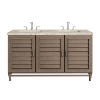 James Martin - Portland 60" Double Vanity, Whitewashed Walnut, w/ 3 CM Tajnar Eclos Top - 620-V60D-WW-3TJR view 1