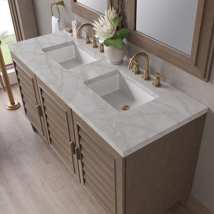 James Martin - Portland 60" Double Vanity Whitewashed Walnut w/ 3 CM Victorian Silver Silestone Top - 620-V60D-WW-3VSL view 8