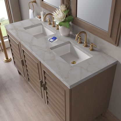 James Martin - Portland 60" Double Vanity Whitewashed Walnut w/ 3 CM Victorian Silver Silestone Top w/FreePower Wireless Charger - 620-V60D-WW-FVSL view 9